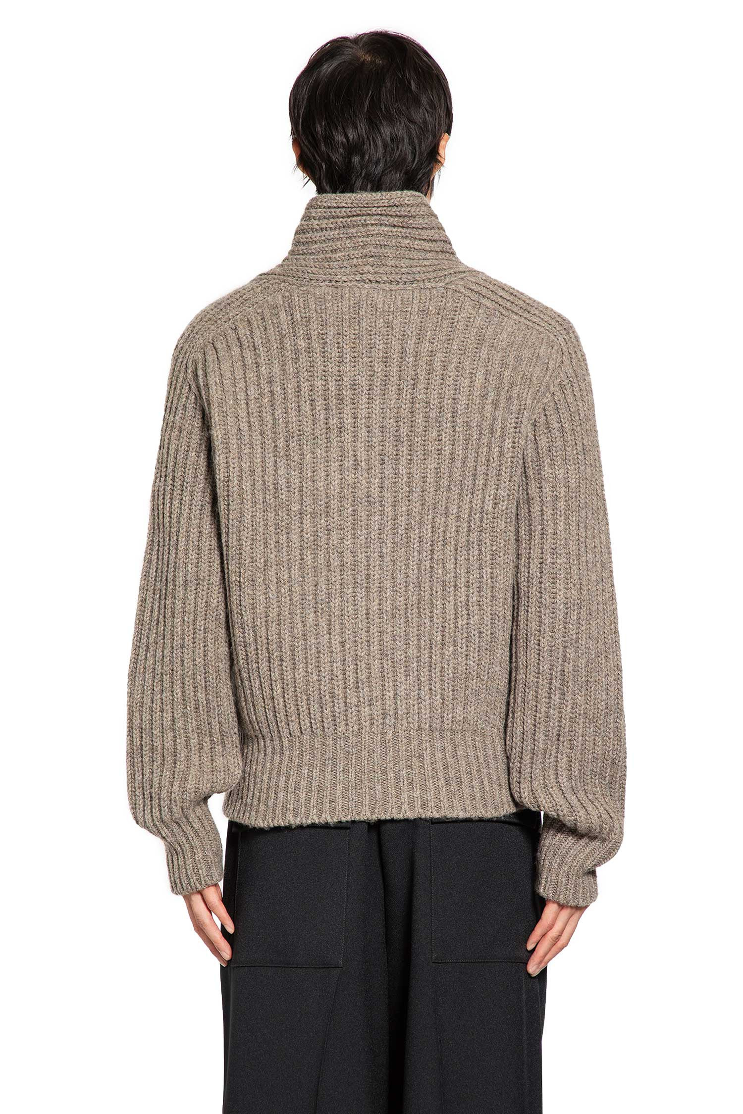 Shawl Collar Wool Sweater - 3