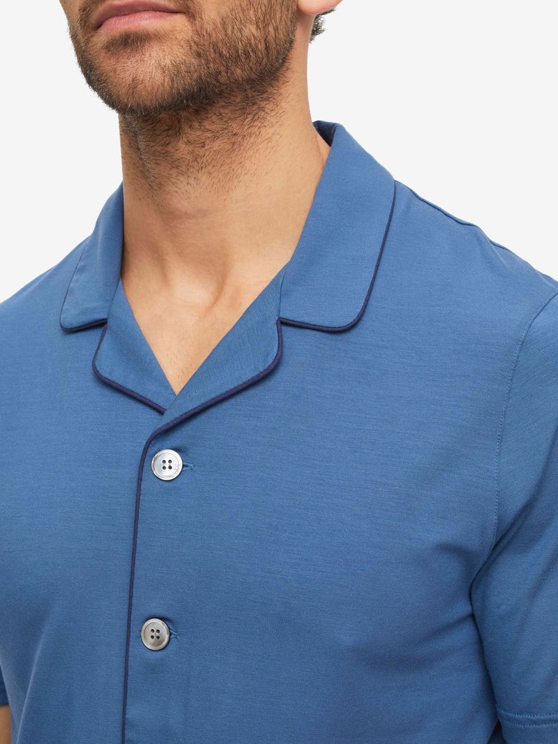 Men's Short Pyjamas Basel Micro Modal Stretch Storm Blue - 5