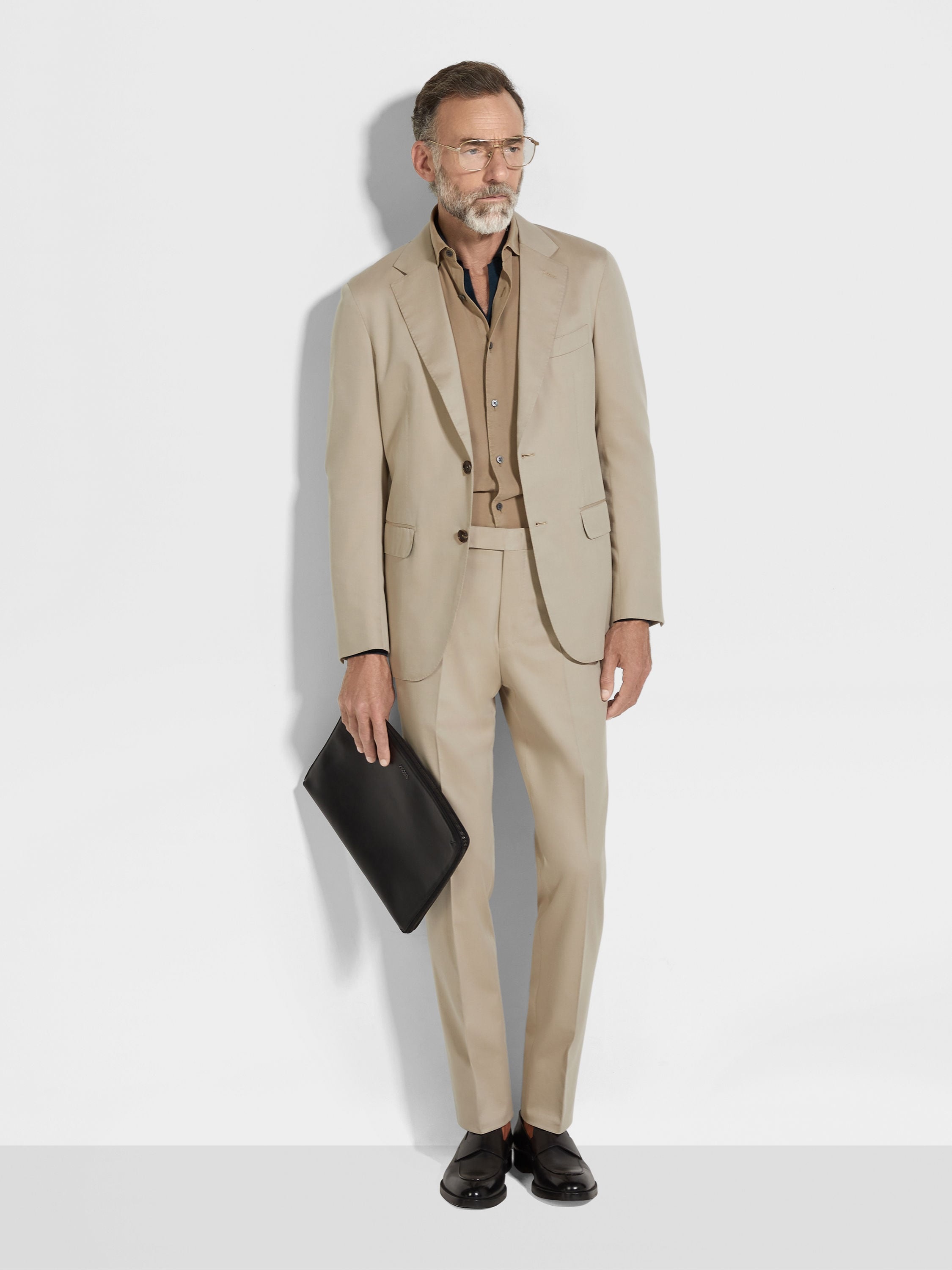 LIGHT TAUPE CENTOVENTIMILA COTTON AND WOOL PANTS - 3
