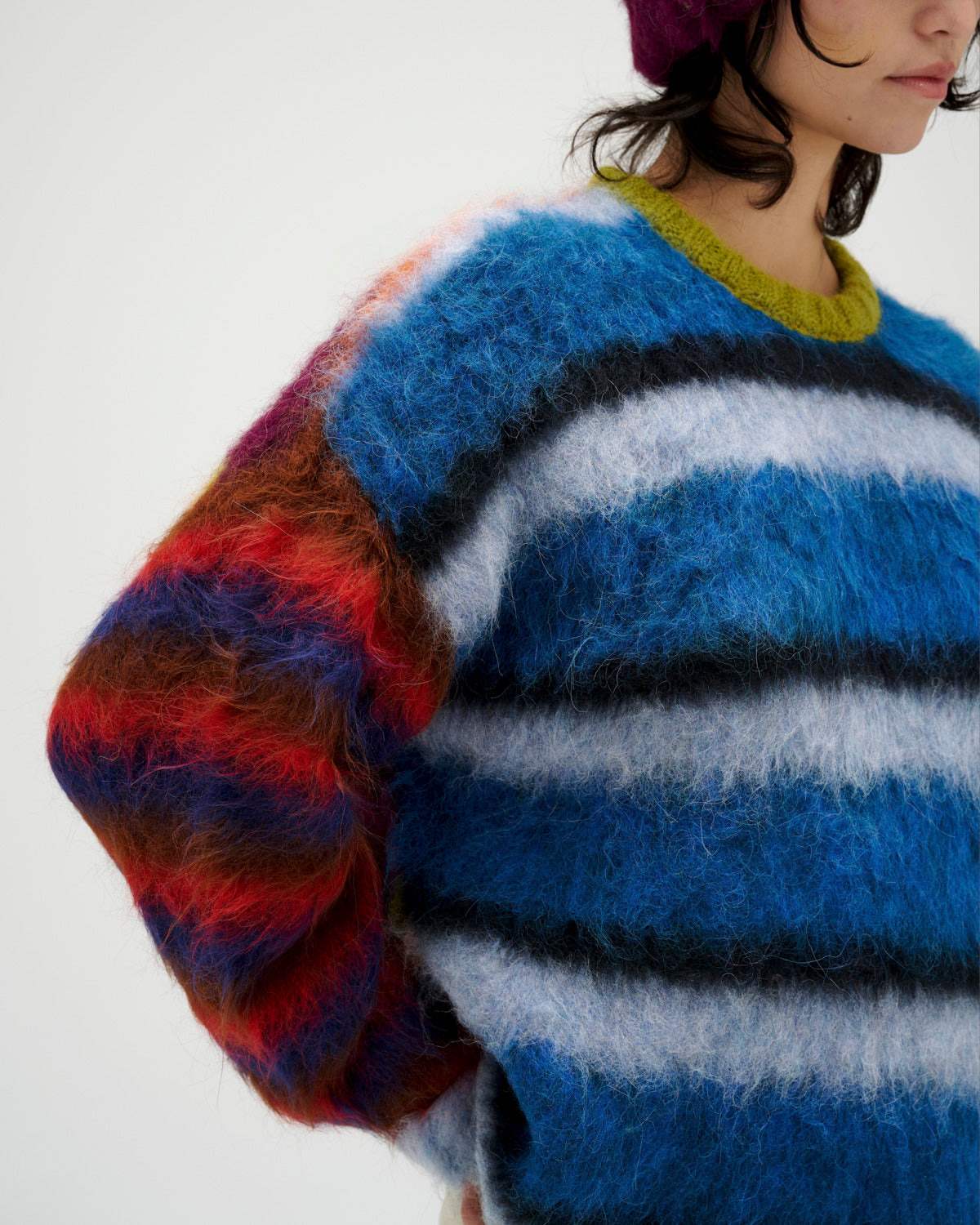 Blurry Lines Alpaca Crewneck Sweater - Multi - 6