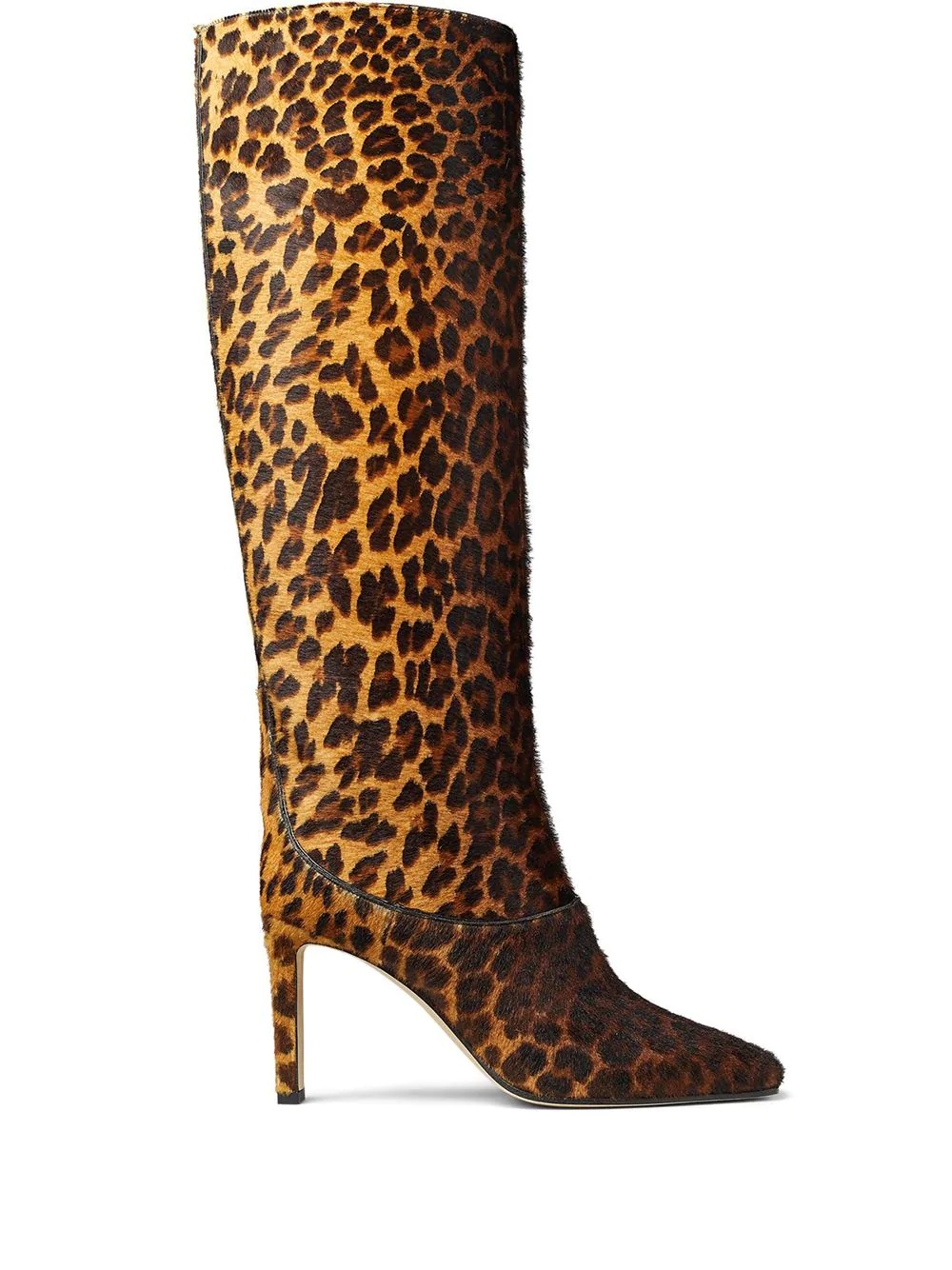 leopard print square-toe boots - 1