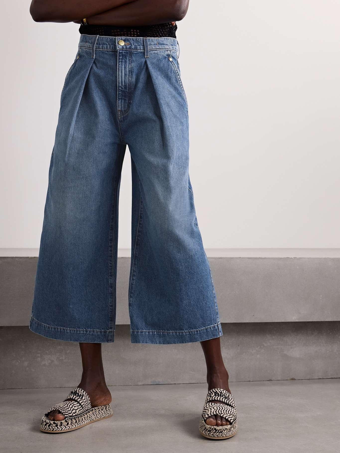 The April cropped pleated high-rise wide-leg jeans - 3