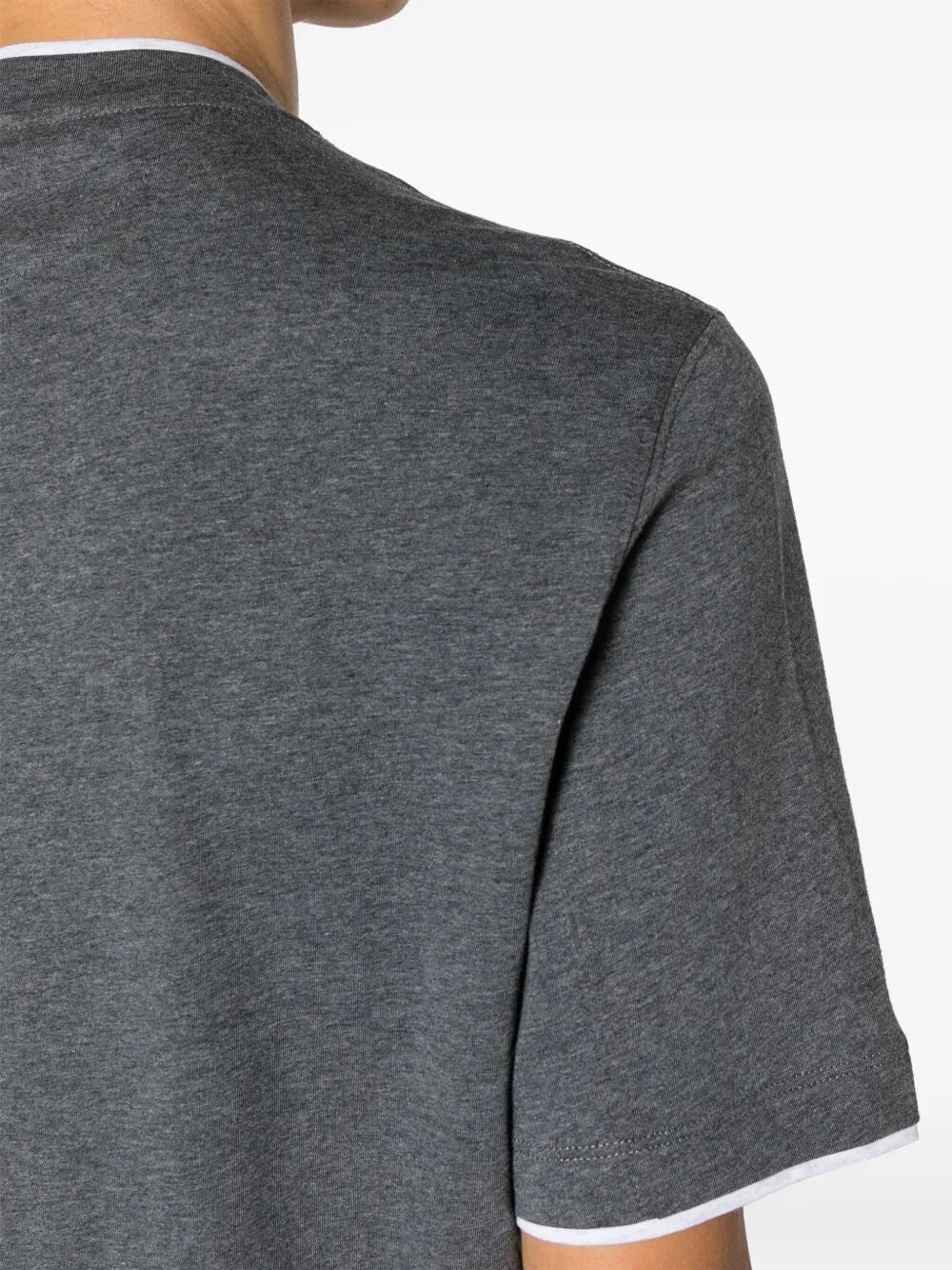 Cotton Jersey Crew Neck T-Shirt With Faux-Layering - 4
