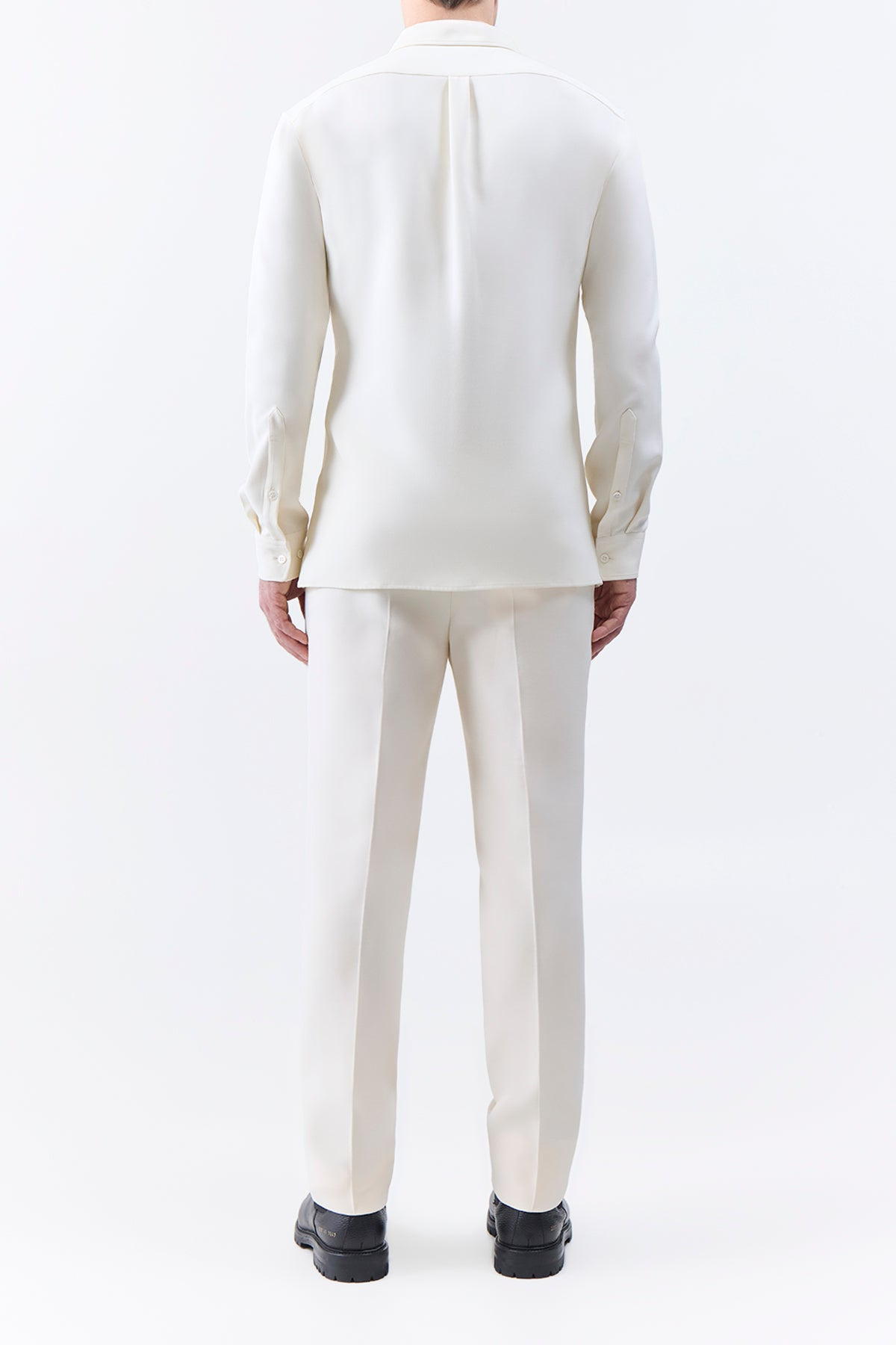 Nicolas Shirt in Ivory Wool Twill - 5