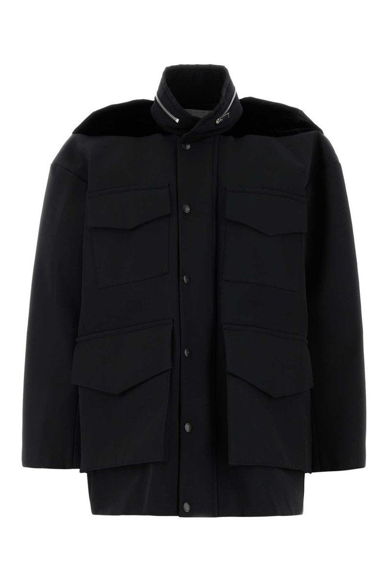 Sacai Women Black Grosgrain Oversize Jacket - 1