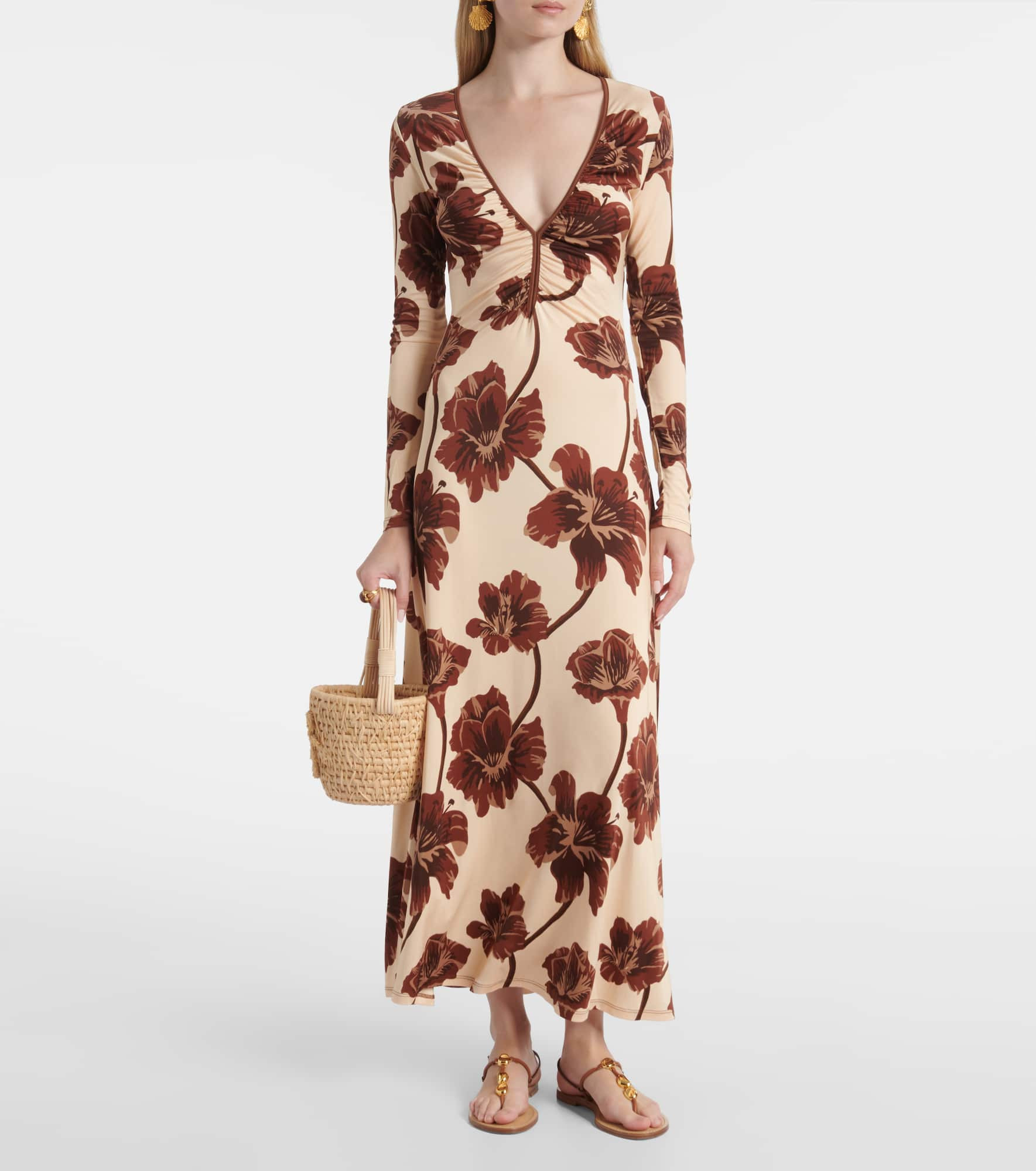 Floral jersey midi dress - 2