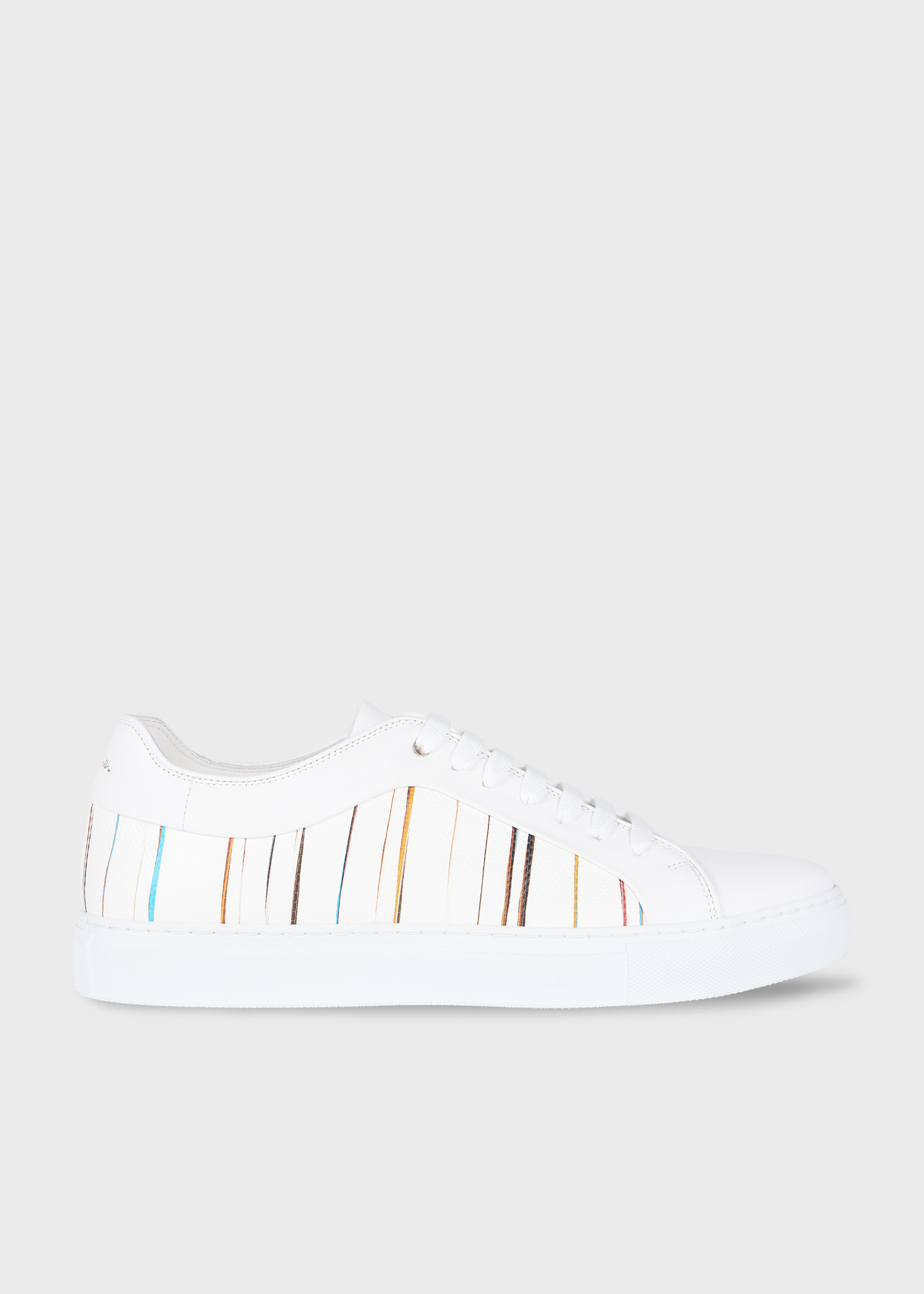 White 'Signature Pinstripe' Leather 'Basso' Trainers - 1