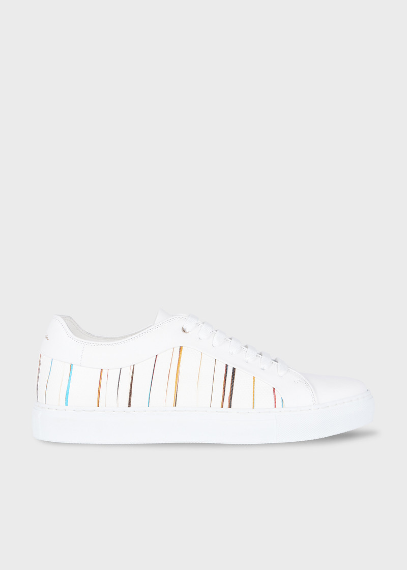 White 'Signature Pinstripe' Leather 'Basso' Trainers 1
