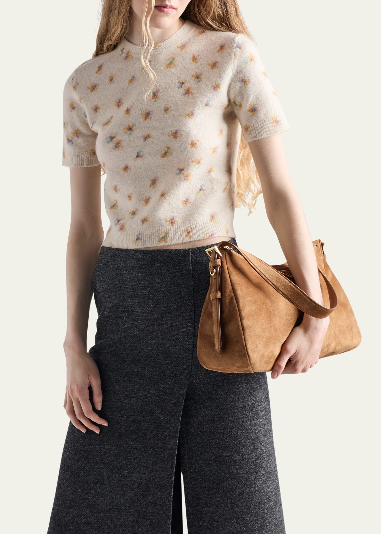 Floral-Print Short-Sleeve Sweater - 4