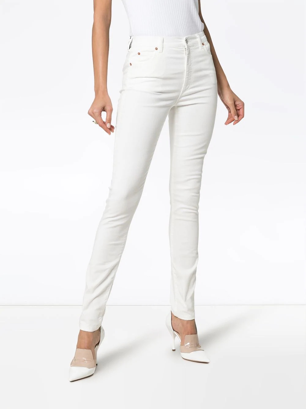 high waist logo patch skinny jeans - 3