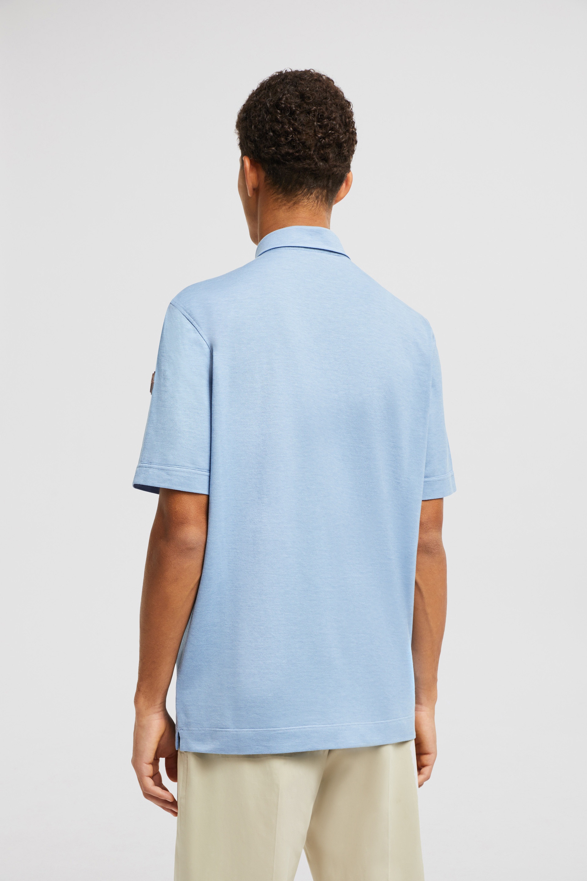 Double Leather Logo Cotton Polo Shirt - 5