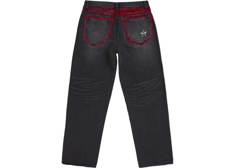 Supreme Supreme Leopard Faux Fur Loose Fit Jean Washed Black outlook