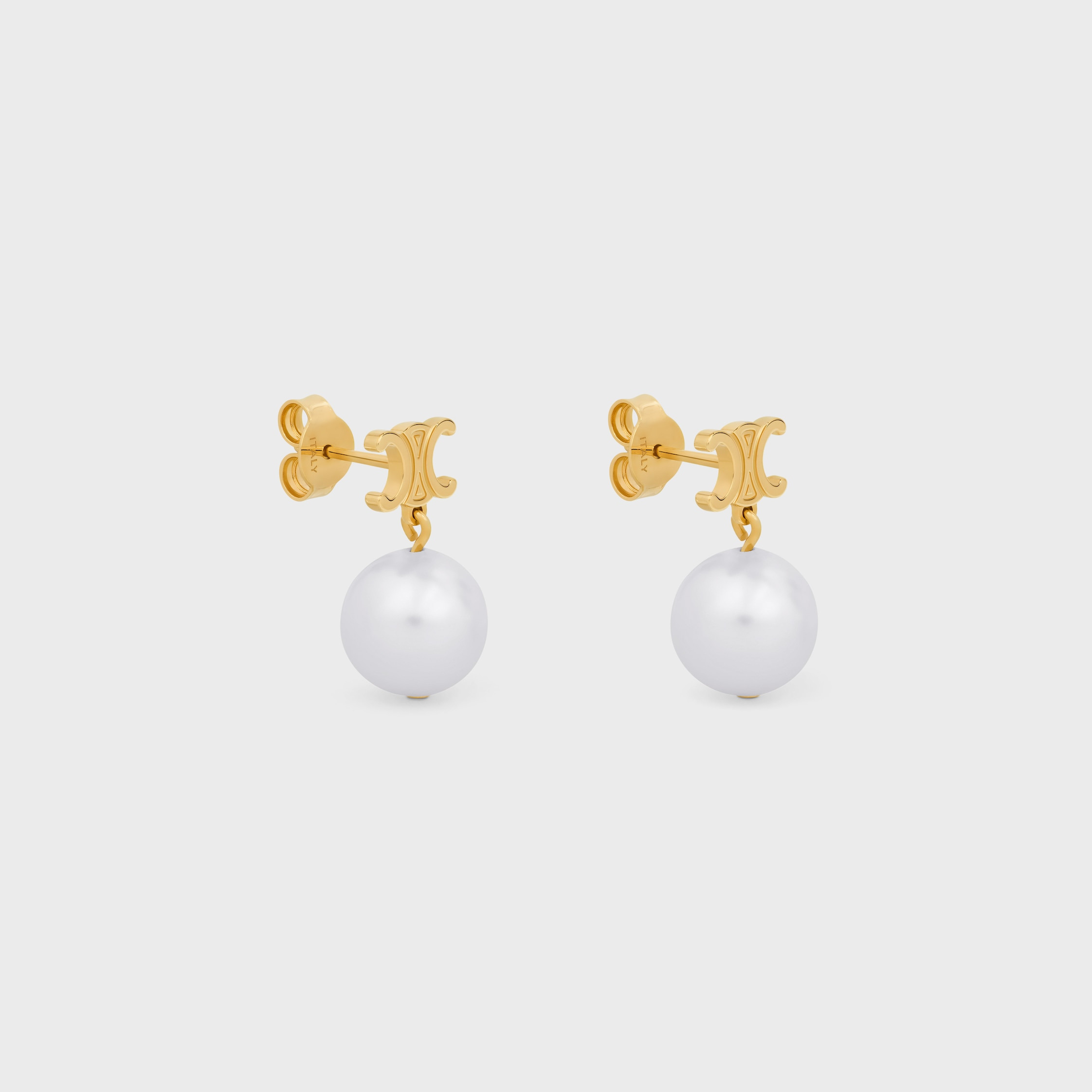Les Perles Celine Earrings in Brass with Gold Finish and Resin Pearls - 2