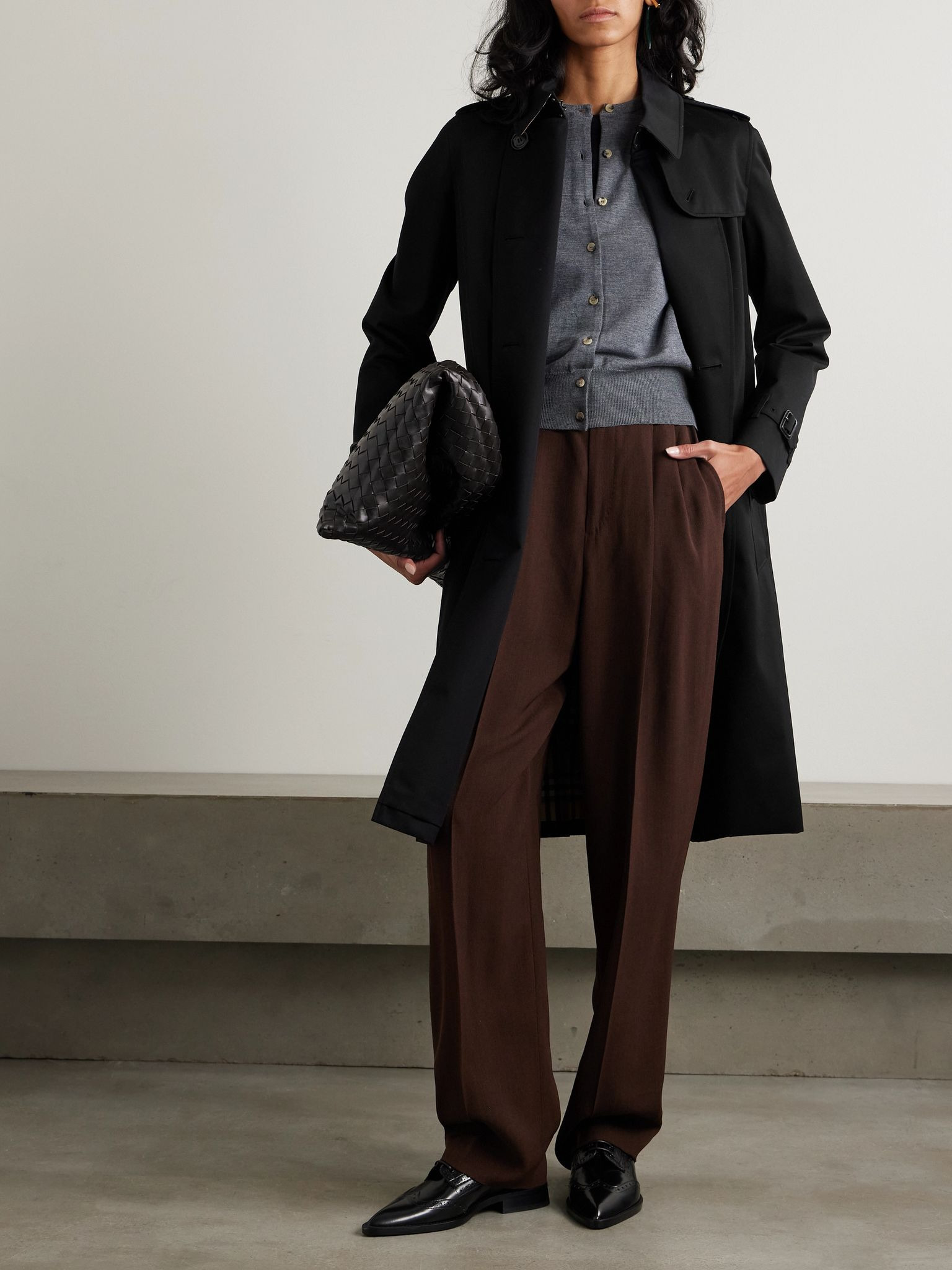 Kensington Long organic cotton-gabardine trench coat Black - 2