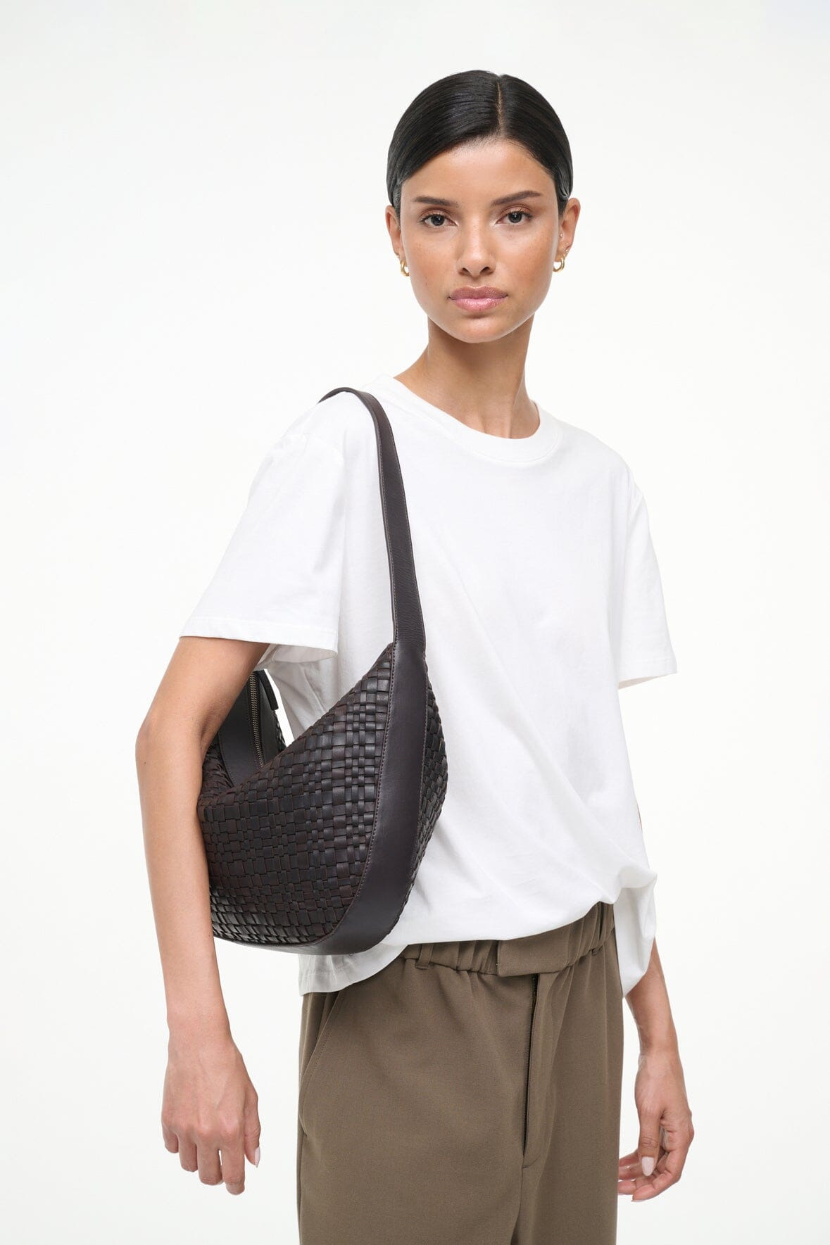 STAUD LARGE DEMY SHOULDER BAG ESPRESSO WOVEN - 4