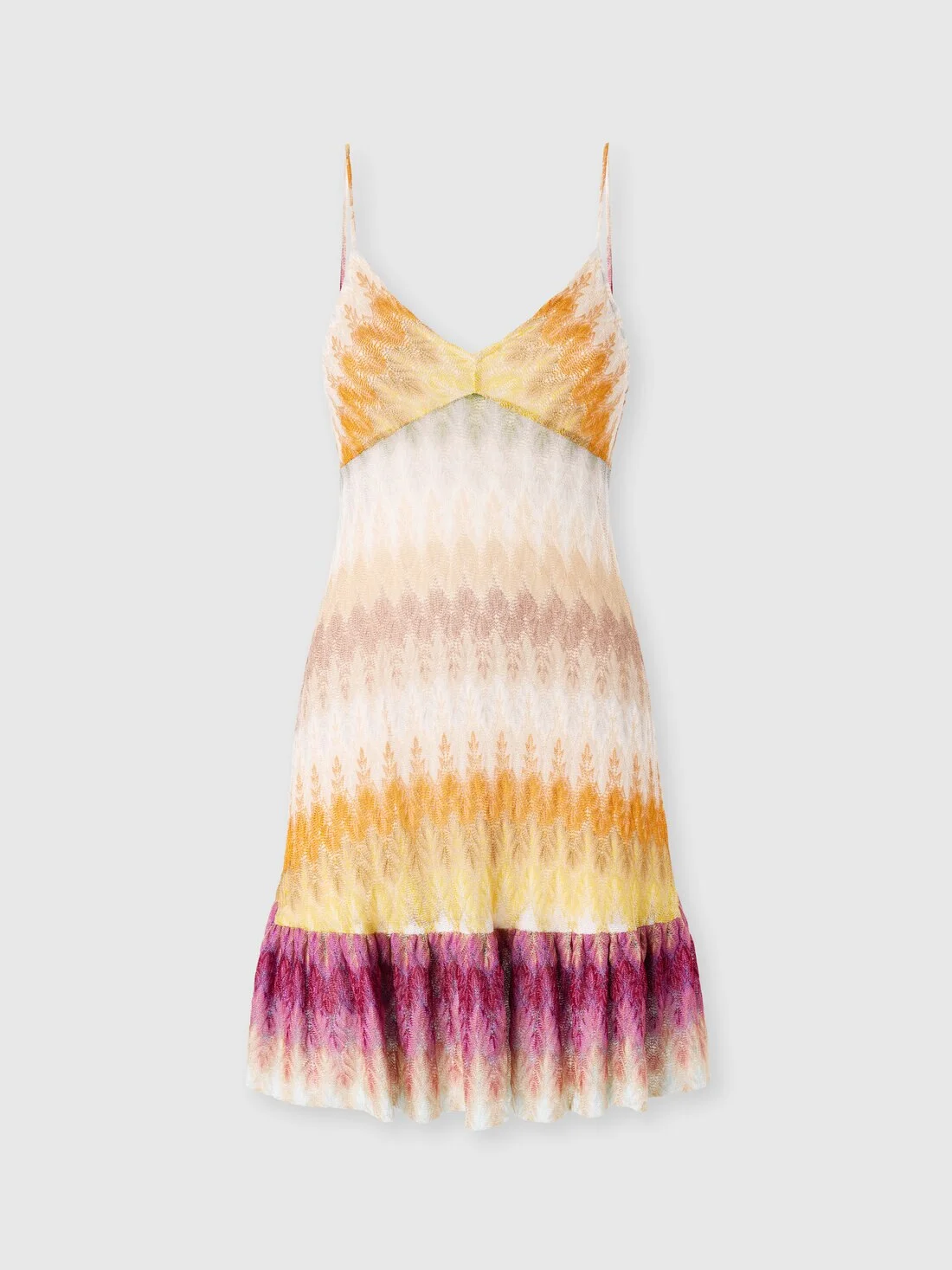 Mini dress in viscose with lace motif - 1