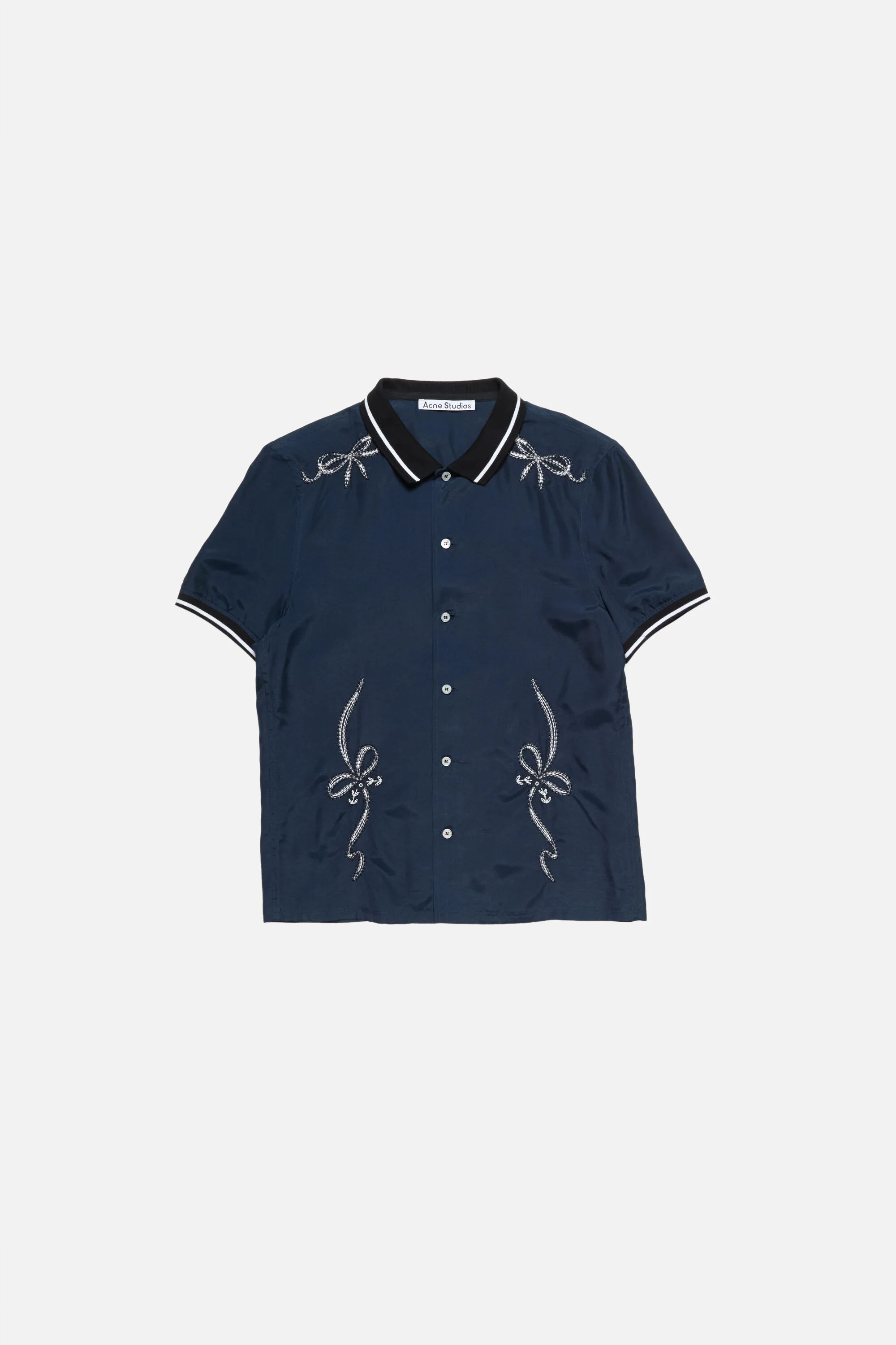 Embroidered button-up - Navy - 1