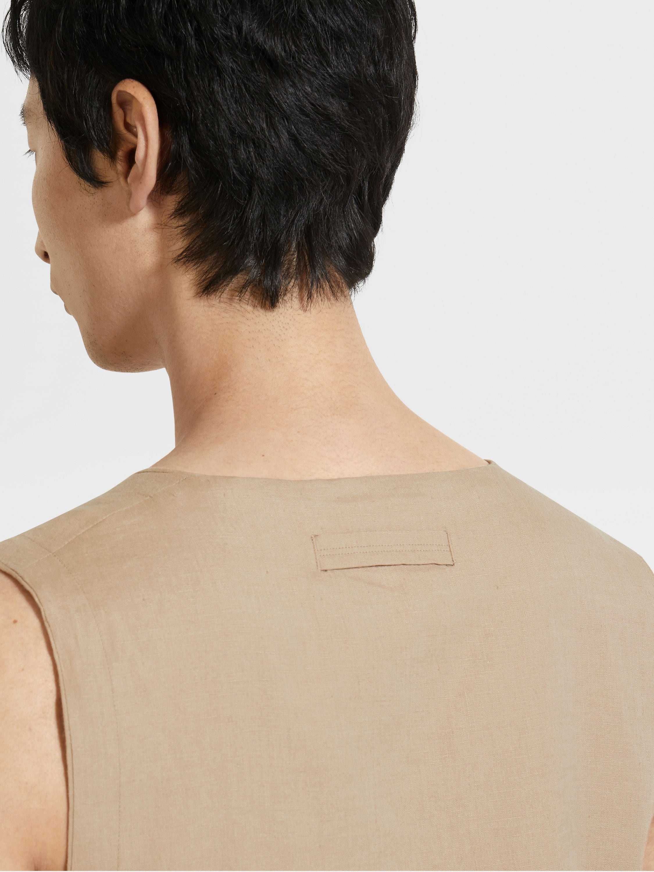 LIGHT TAUPE OASI LINO TANK SHIRT - 3
