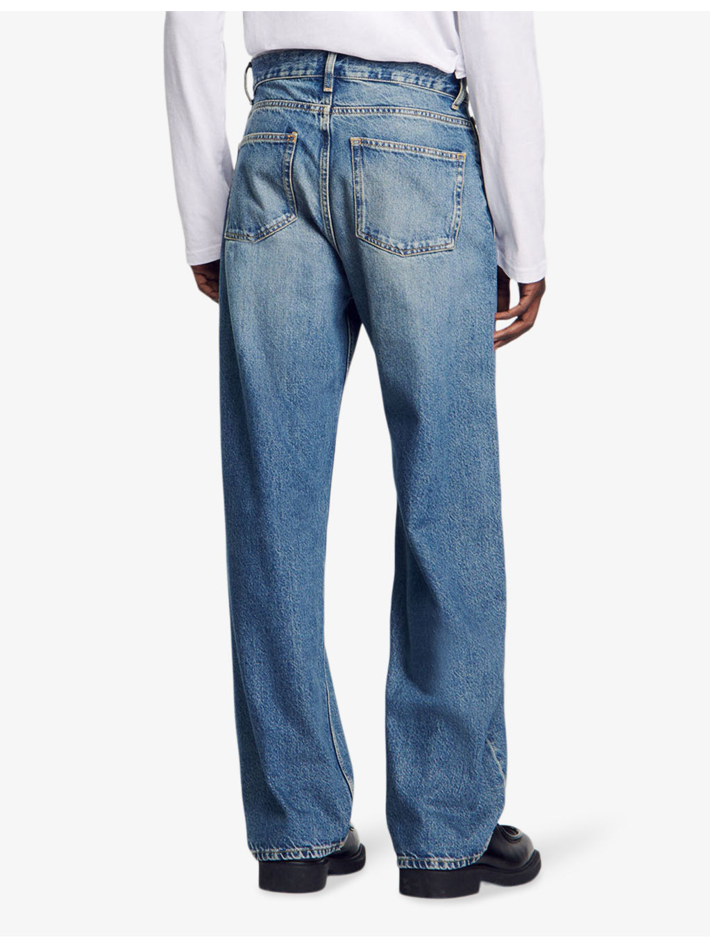 Faded-wash straight-leg relaxed-fit jeans - 4
