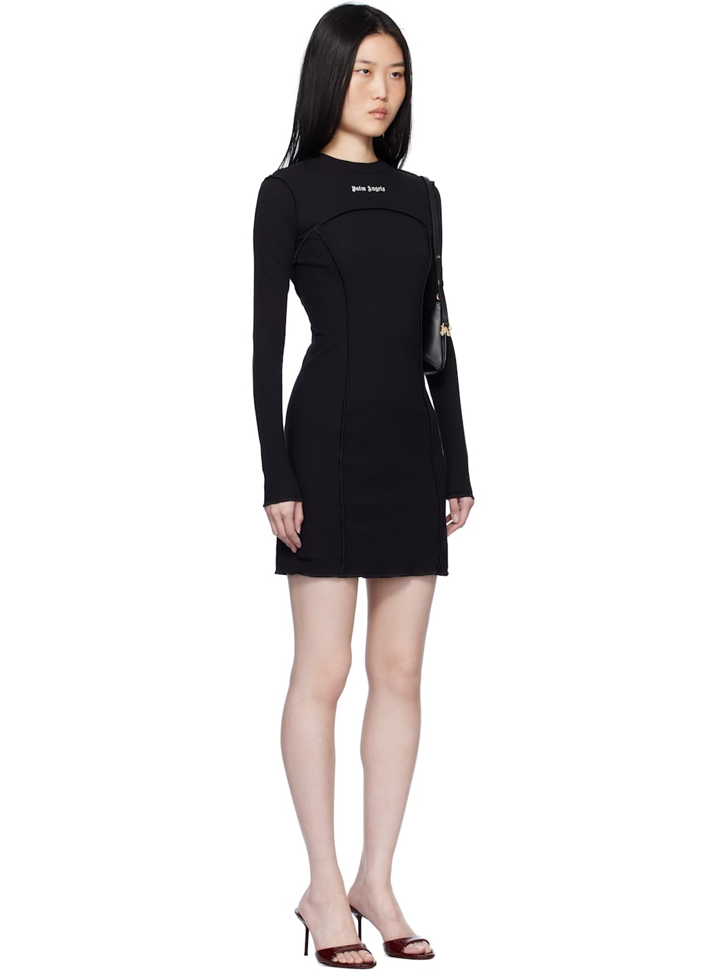 Black Logo Rib Minidress - 2