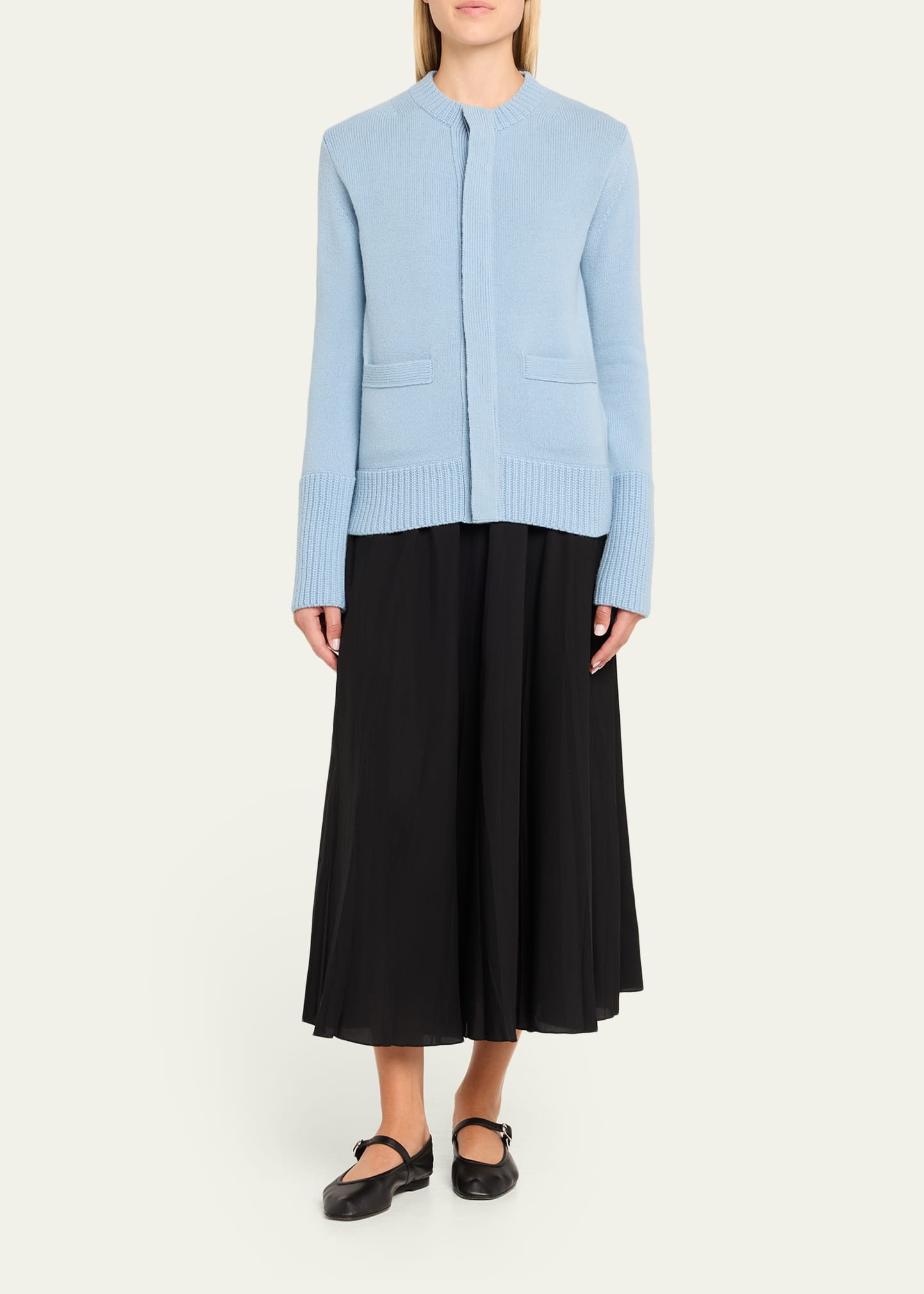 Ribbed-Edge Wool Crewneck Cardigan - 2