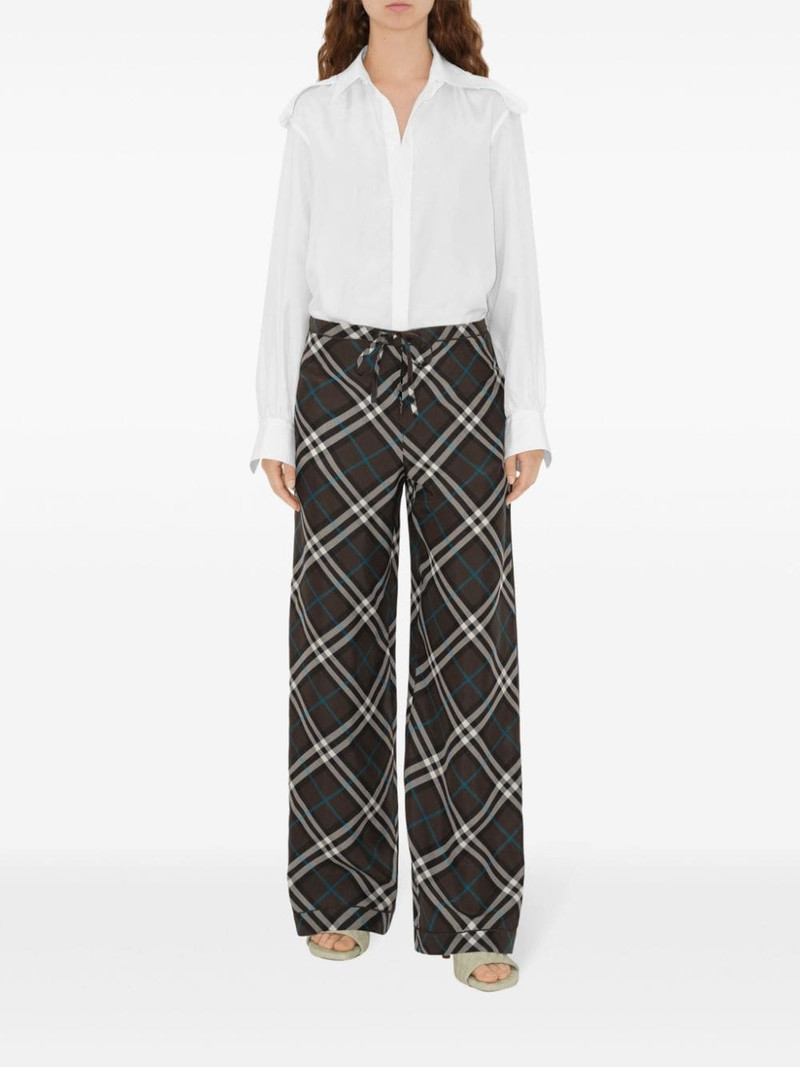 Burberry check-pattern silk trousers outlook