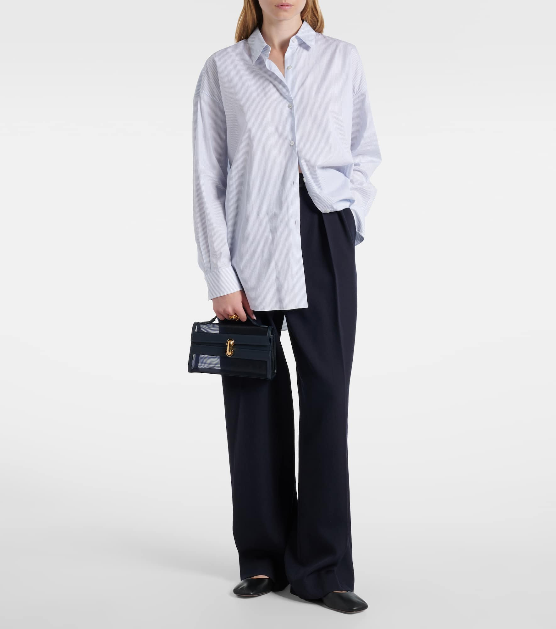 Symmetry leather-trimmed mesh tote bag - 5
