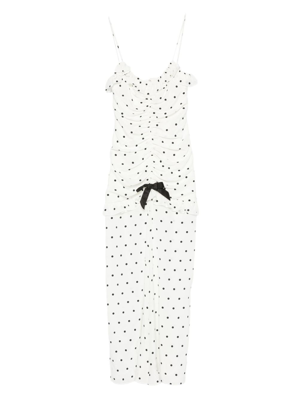 polka dot-print ruched dress - 1