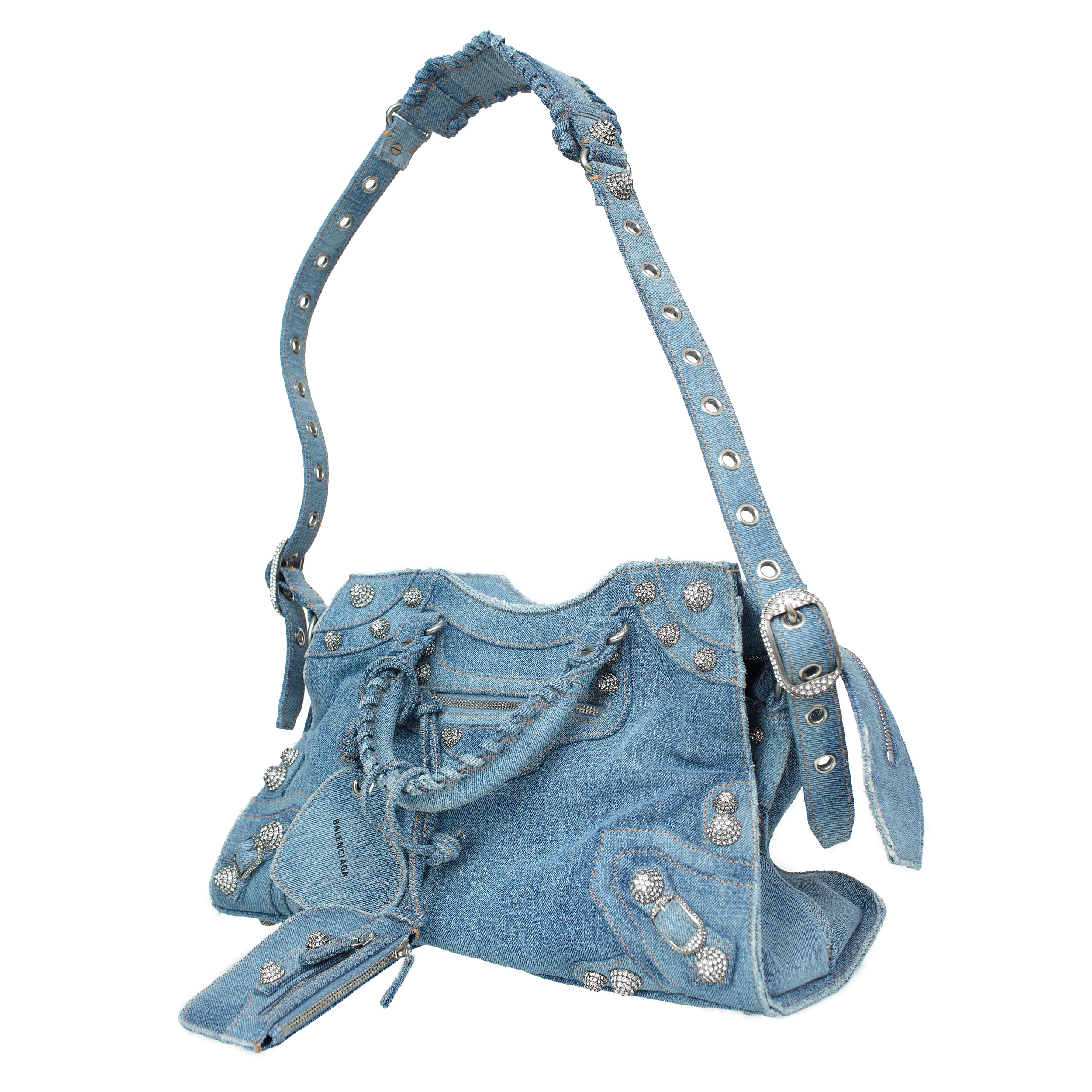 NEO CAGOLE DENIM BAG WITH RHINESTONES - 3
