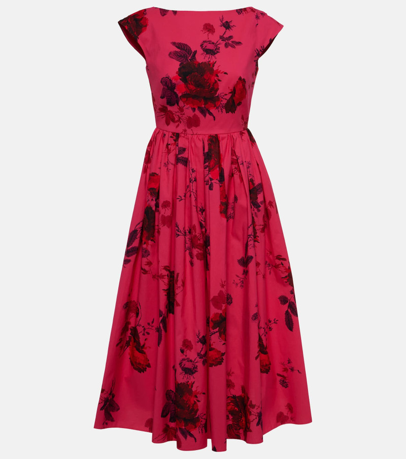 Floral cotton faille midi dress 1