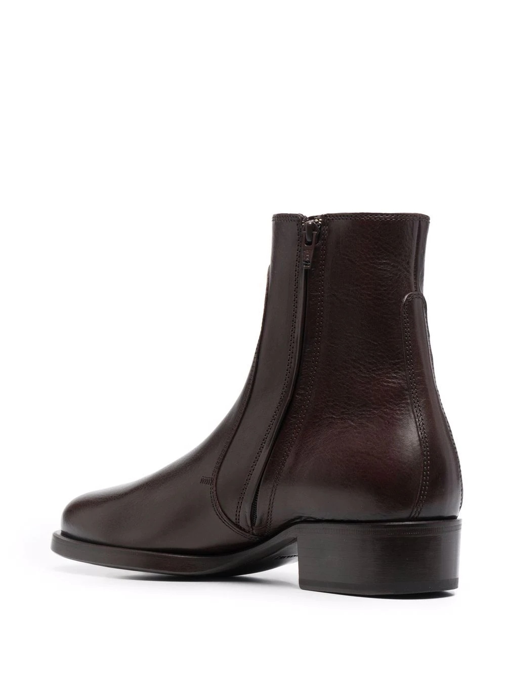 zipped ankle-length leather boots - 3