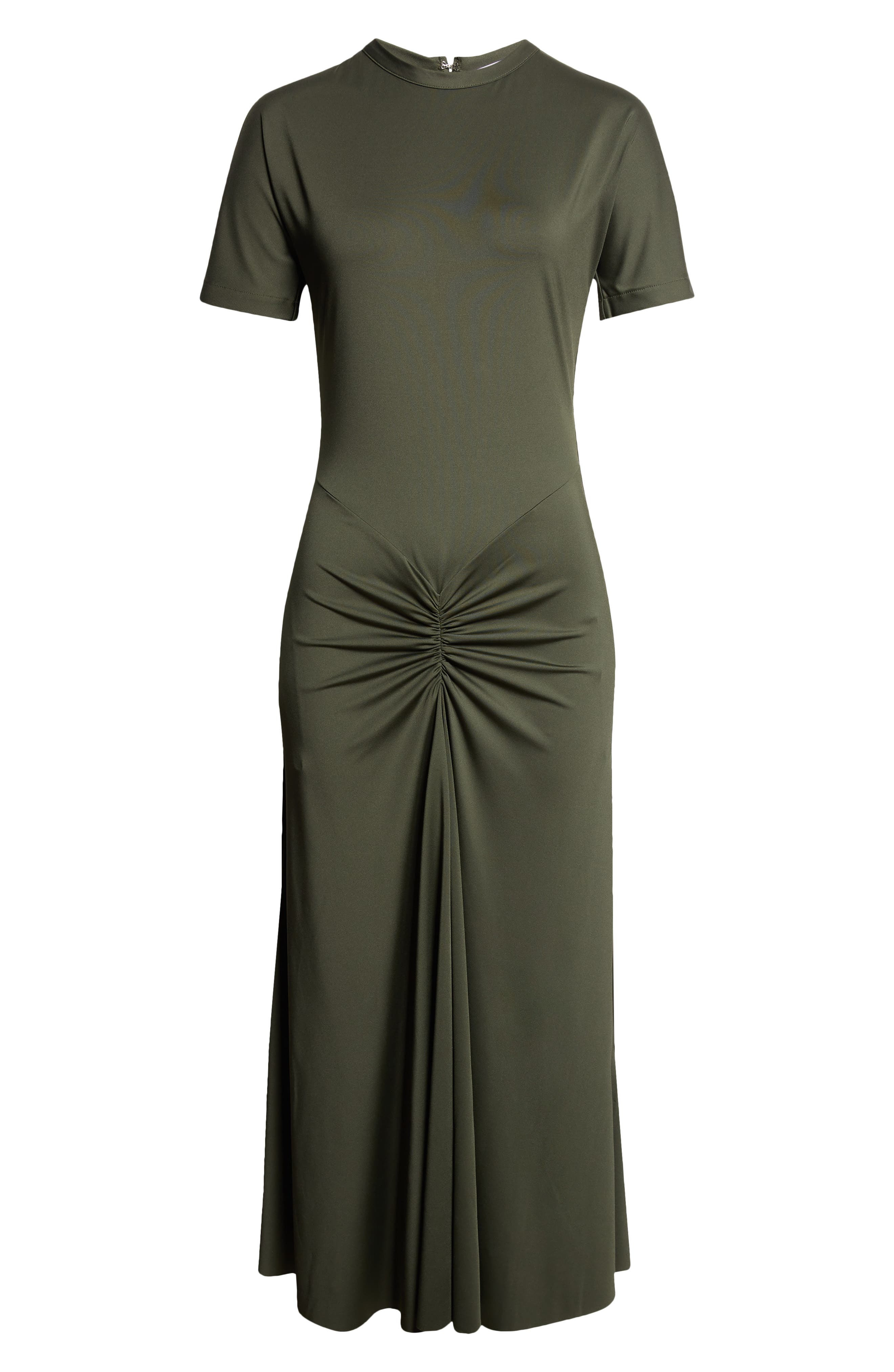 Victoria Beckham Gathered Detail T-Shirt Midi Dress in Oregano at Nordstrom - 5