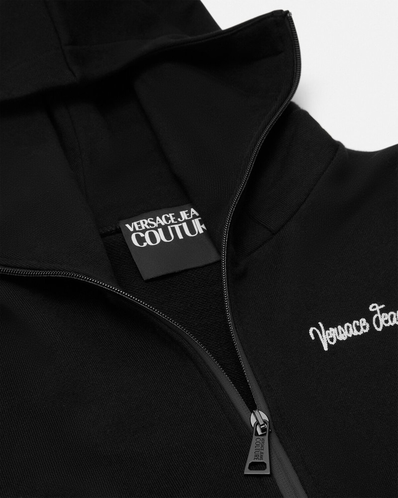 VERSACE JEANS COUTURE Embroidered Logo Crop Zip Hoodie outlook
