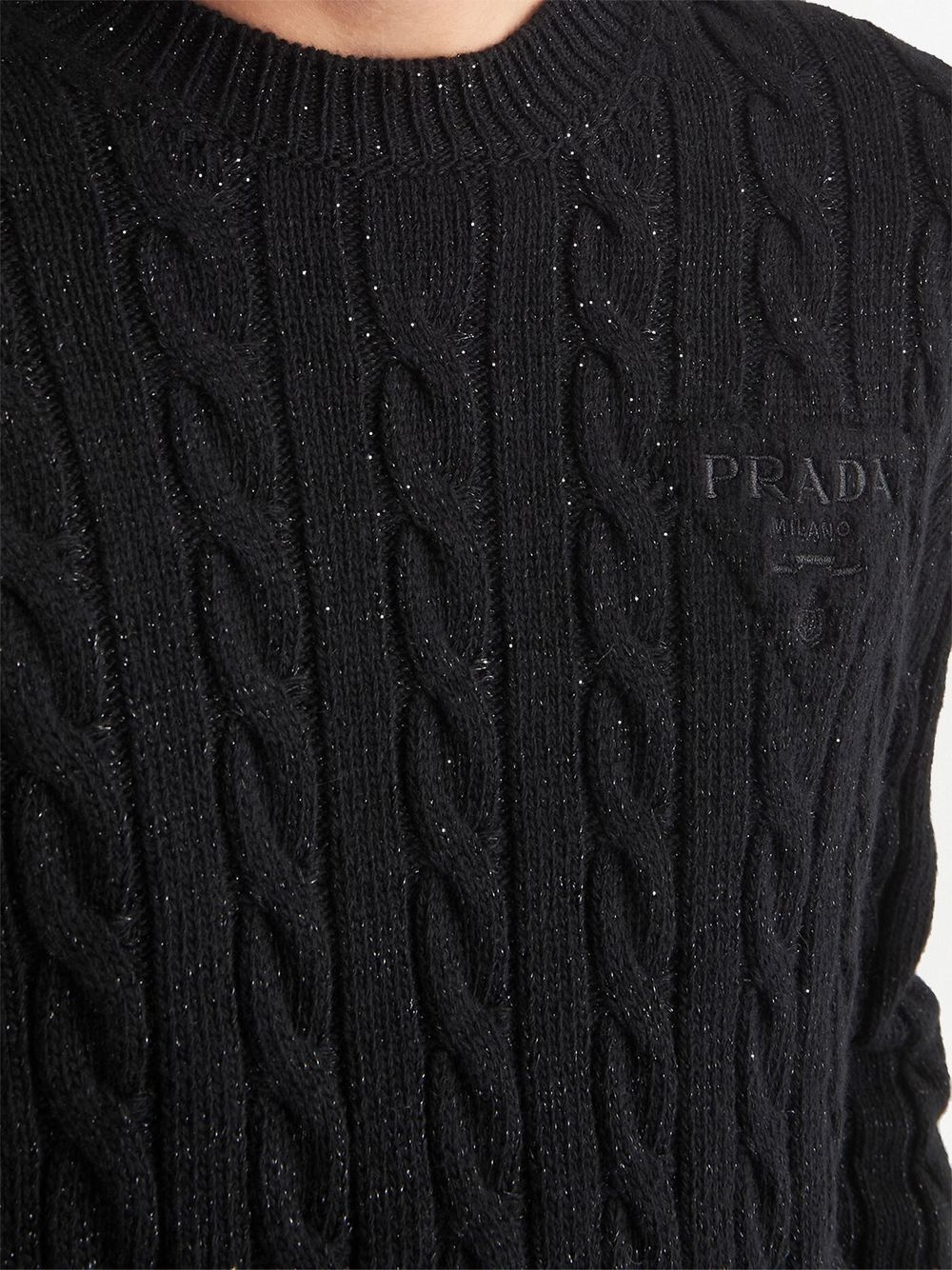 logo-embroidered cable-knit jumper - 4