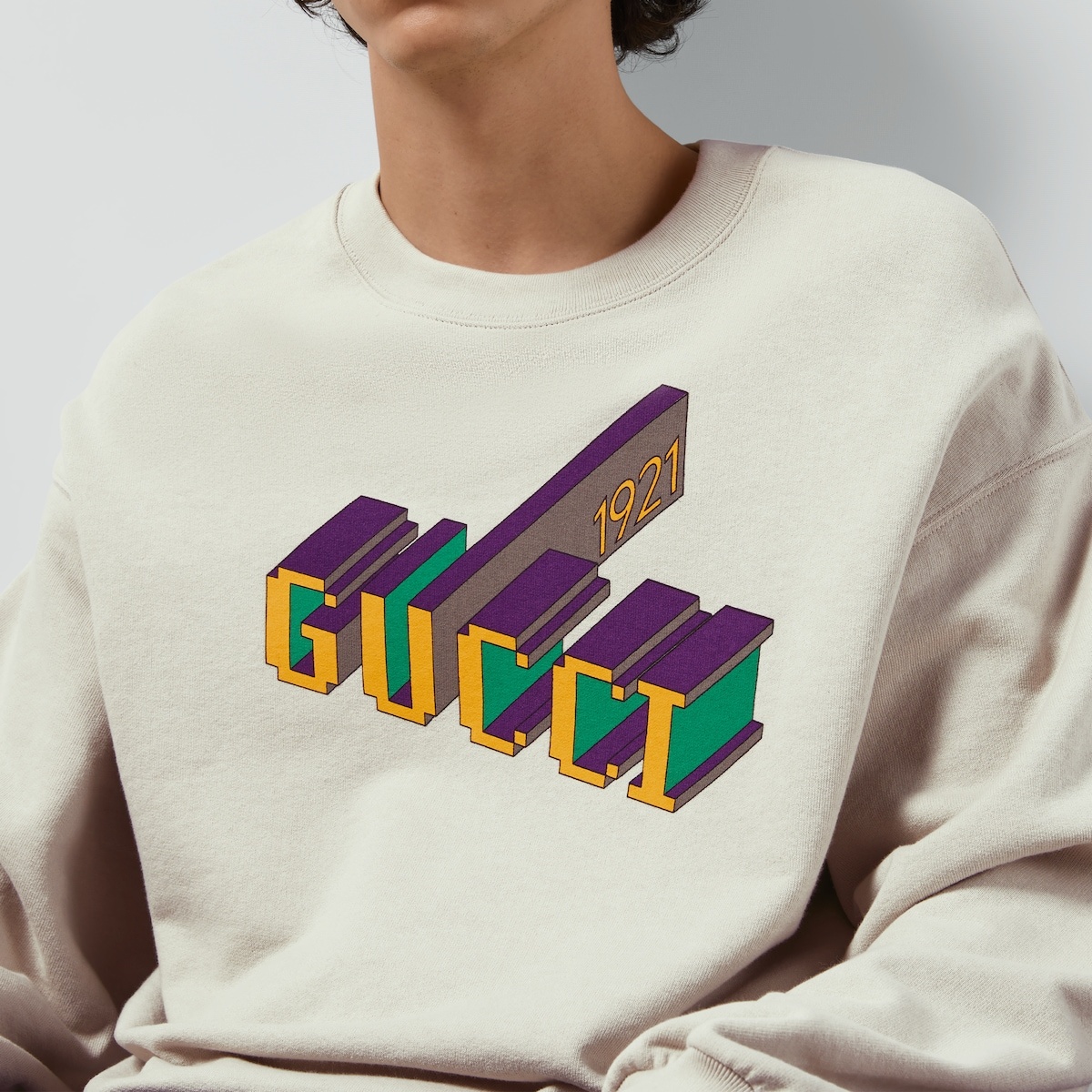 Cotton jersey sweatshirt with print - 3