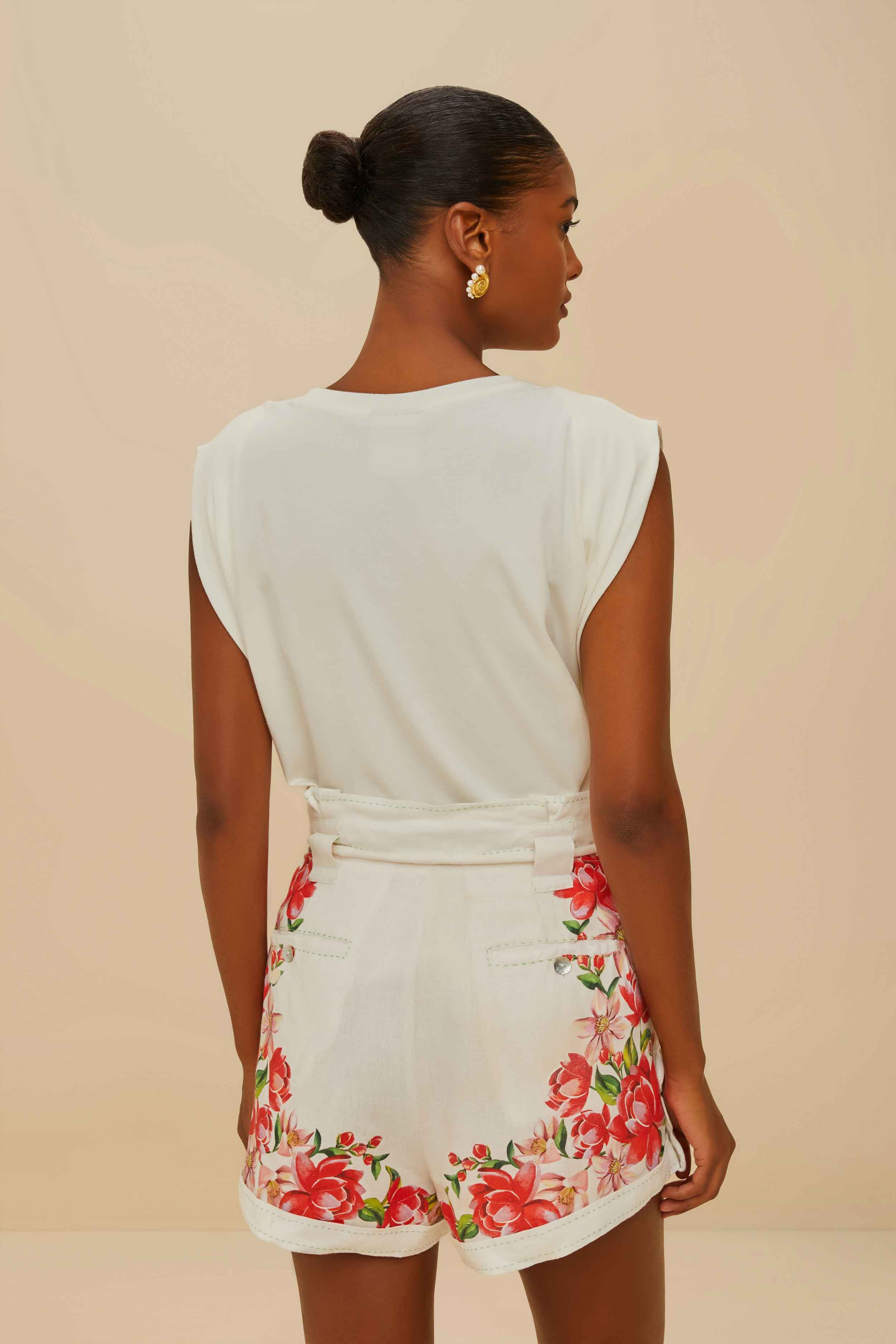 Off-White Flower Tapestry Embroidered Shorts - 4
