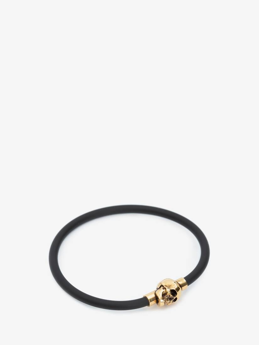 Rubber Cord Skull Bracelet in Black - 2