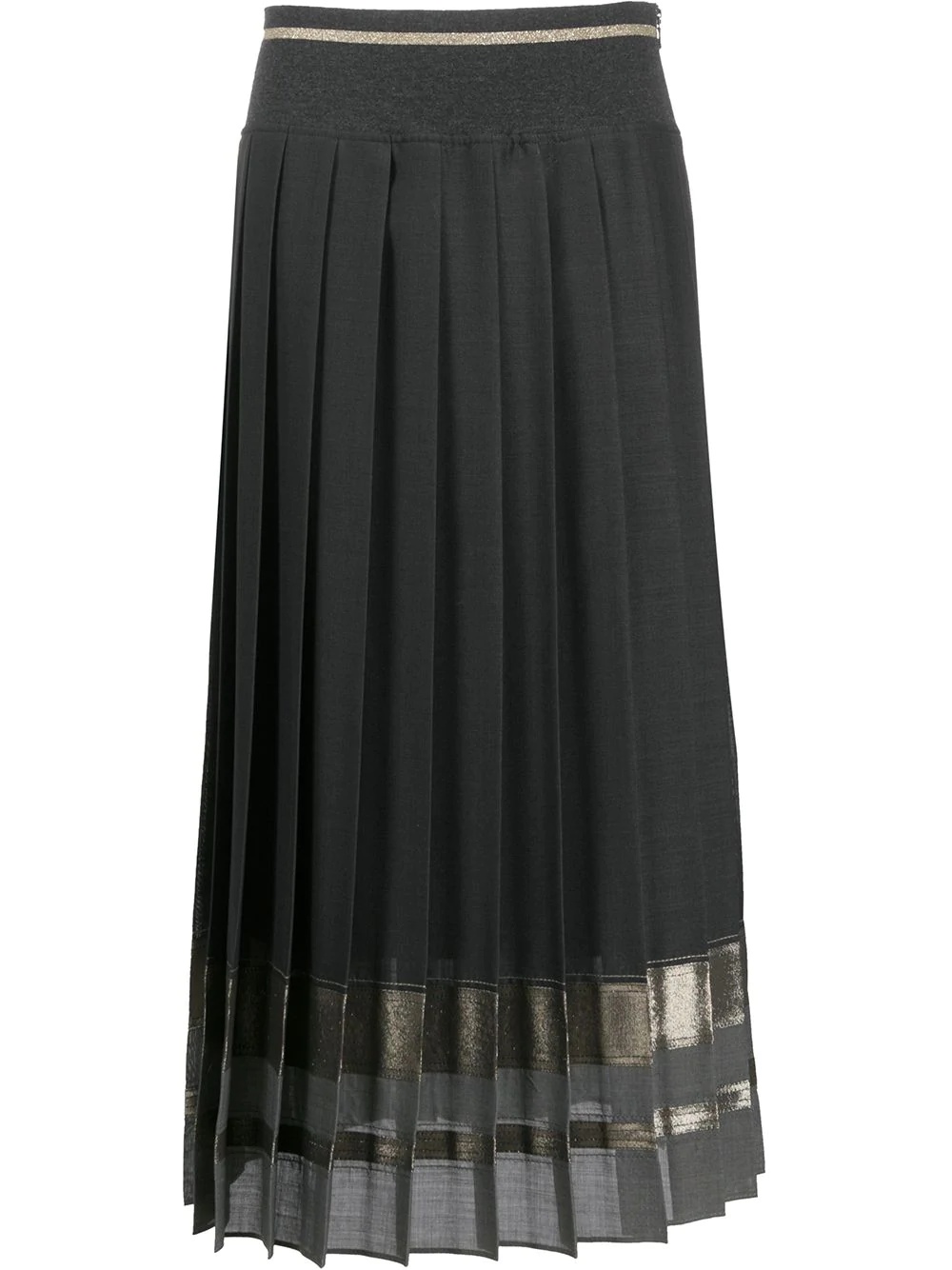 shiny stripe pleated skirt - 1