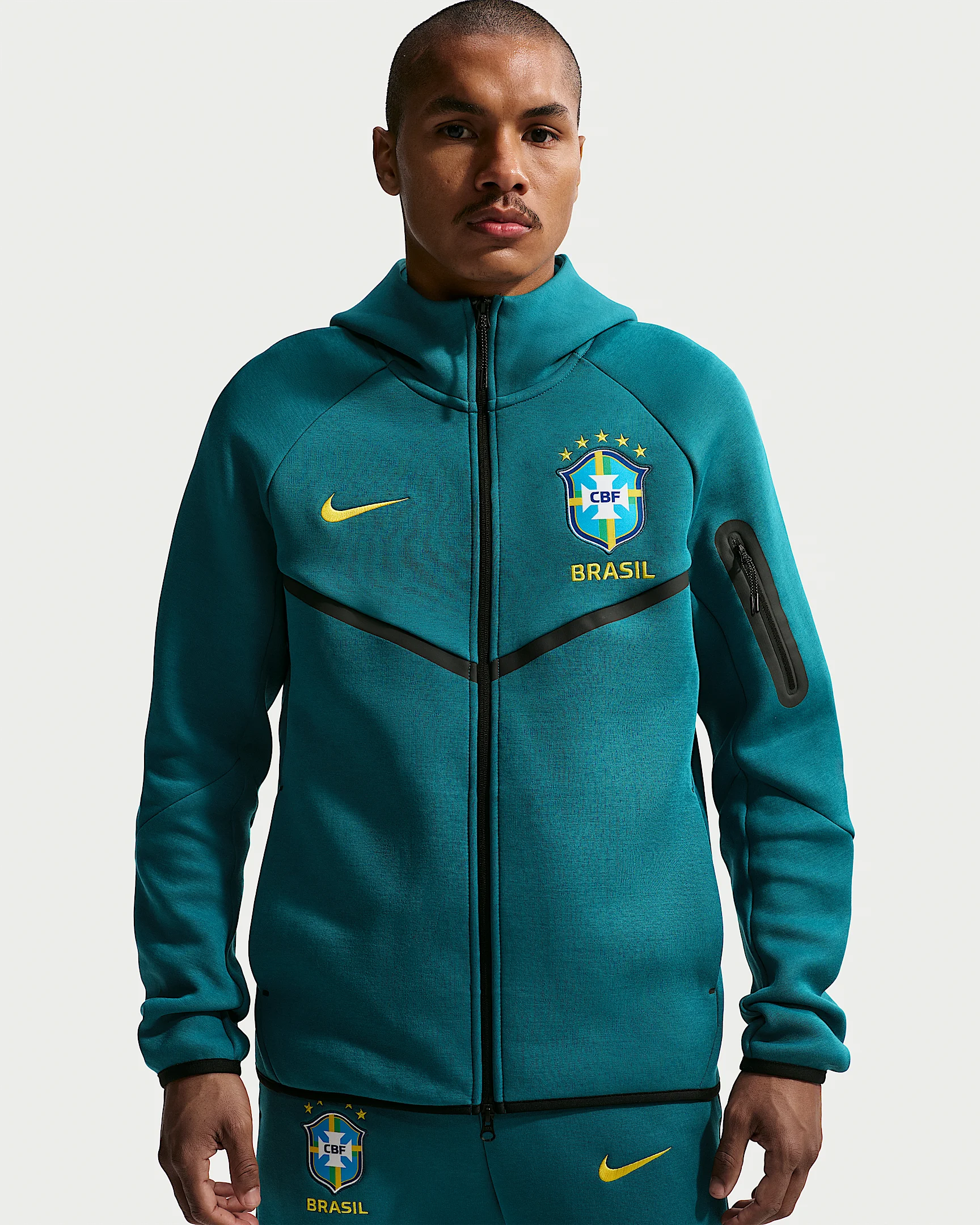 Brazil Tech Fleece Windrunner Men's Nike Soccer Full-Zip Hoodie - 1