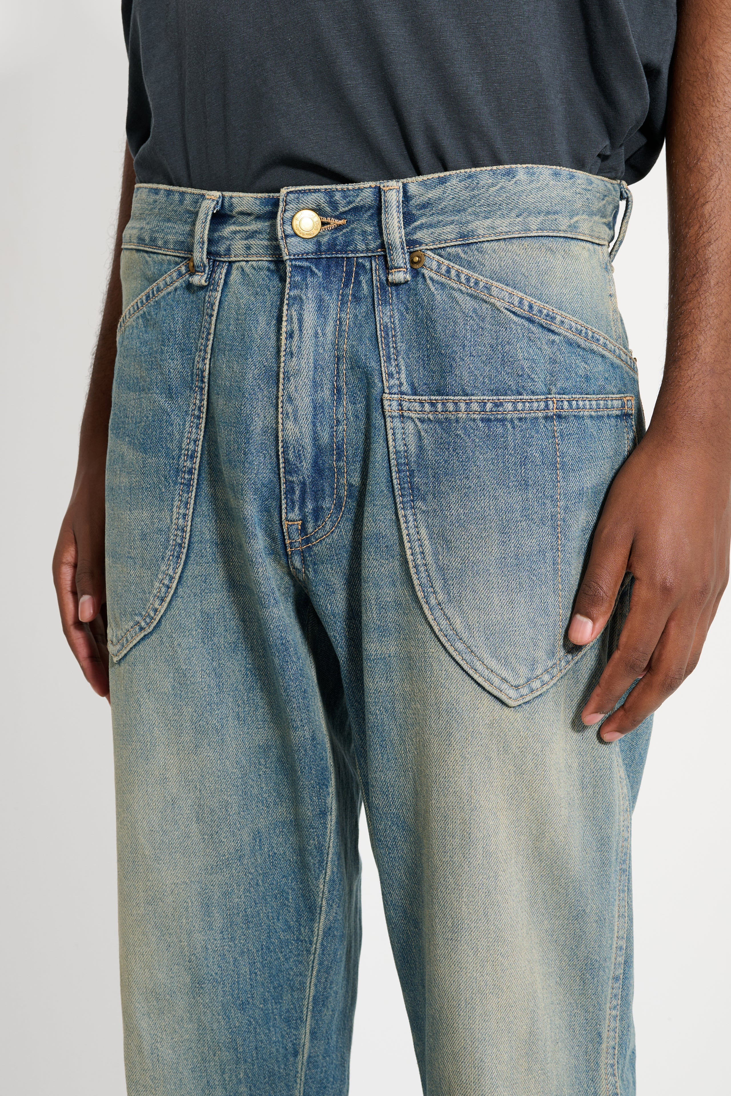 STOCKHOLM SURFBOARD CLUB BOOTCUT WORK JEANS SAND BLUE - 3