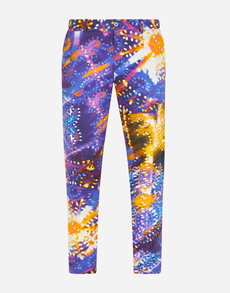 Stretch cotton pants with illumination print - 3