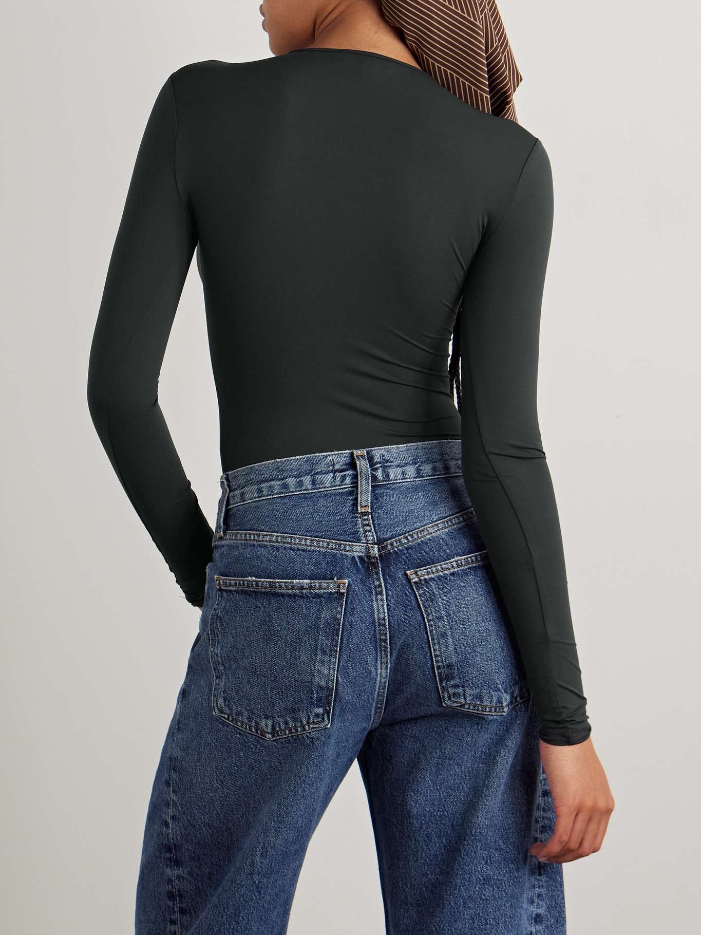 Aura stretch-jersey thong bodysuit Dark gray - 3