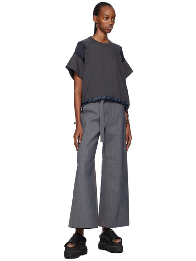 sacai Gray Striped Trousers outlook