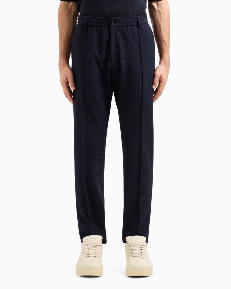 EMPORIO ARMANI PLEATED TECHNICAL SEERSUCKER FABRIC TROUSERS outlook