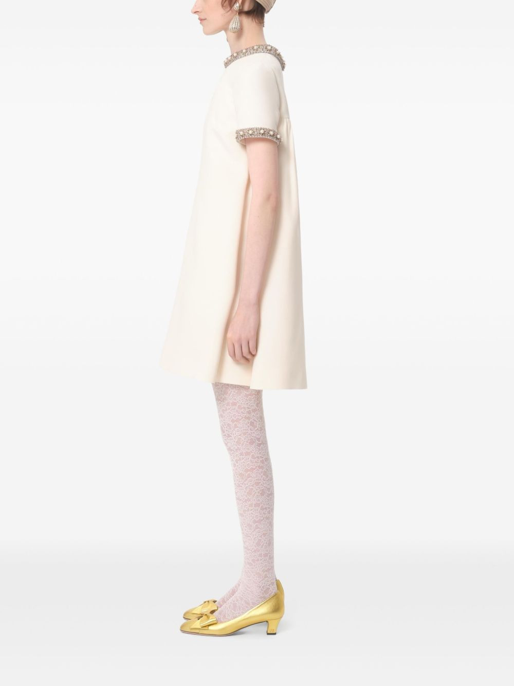 Crepe Couture embroidered mini dress - 5