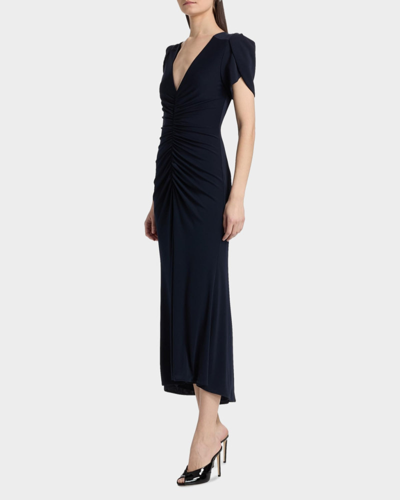 Aviva Gathered Tulip-Sleeve Midi-Dress 7