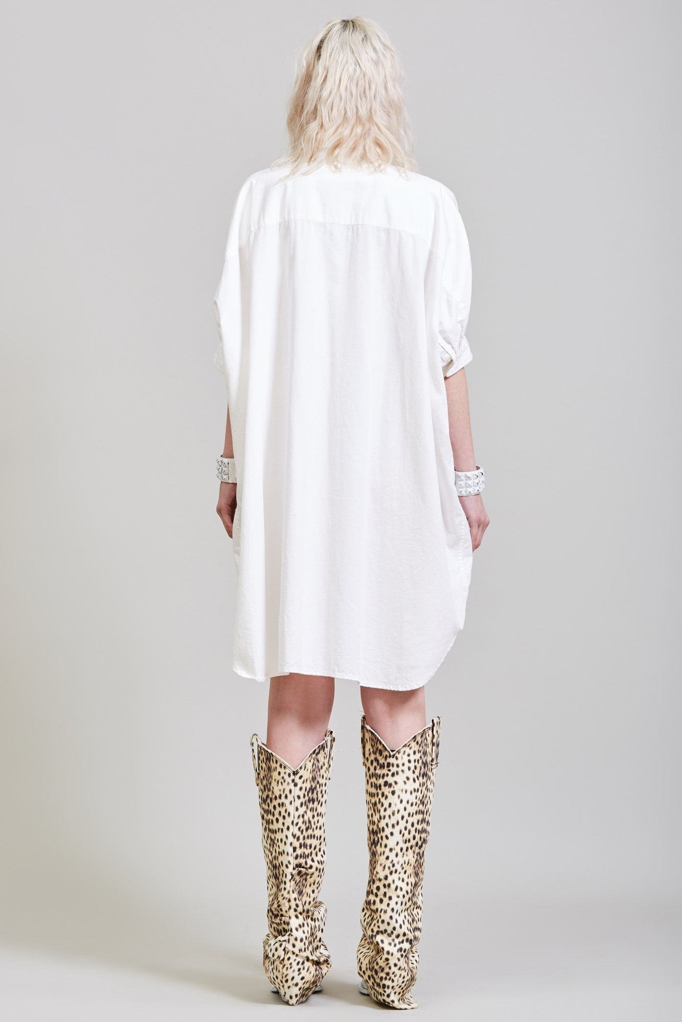 Oversized Boxy Button Up Dress - White | R13 Denim - 6