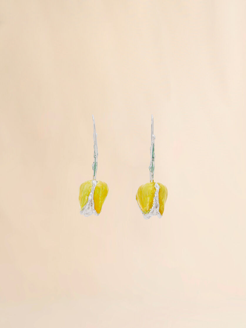 YELLOW ENAMELLED TULIP EARRINGS - 3