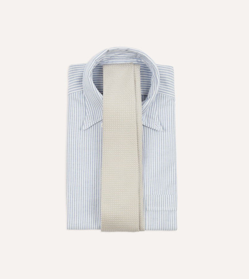 Drake's Cream Hand Rolled Large Knot Grenadine Tie outlook
