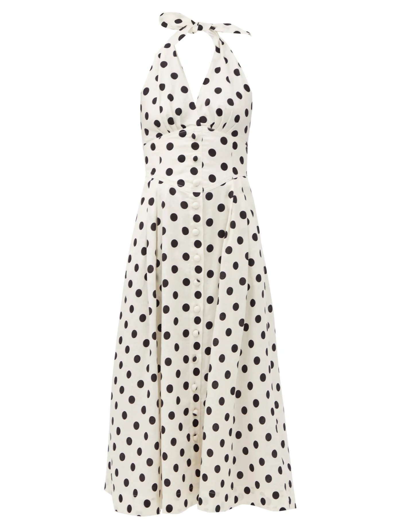 Bellitude polka-dot linen-blend dress - 1